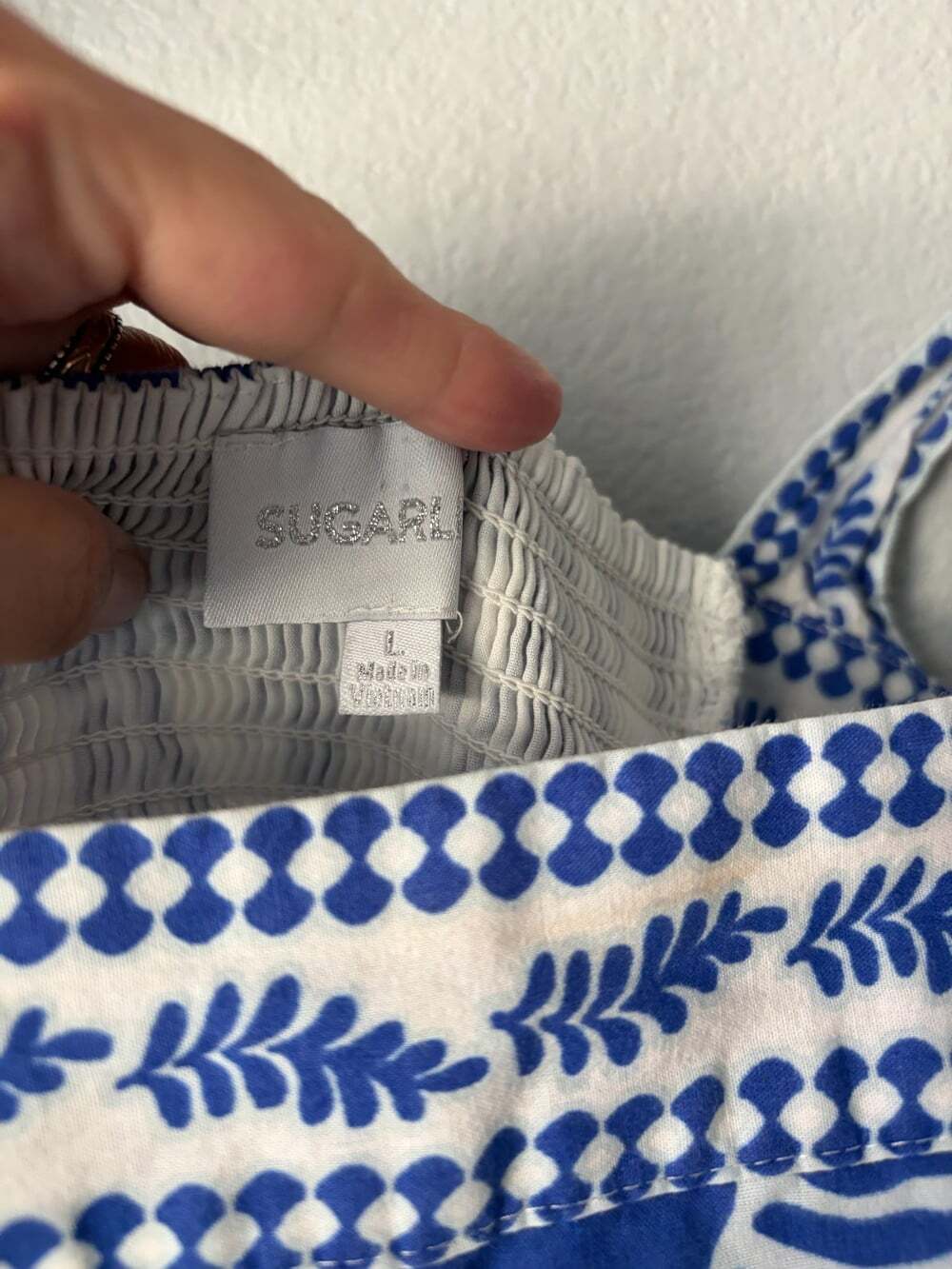 Sugarlips  Large/12 Rivera Tropics Tiered Maxi Dress Blue White Patterned Print - Picture 5 of 5